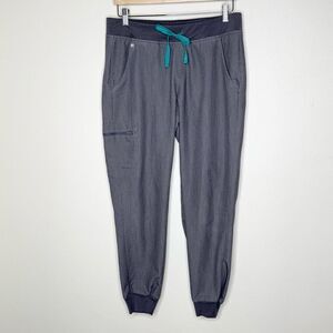 Figs Zamora Scrub Joggers - Gray with Teal Drawstring - Women’s US M